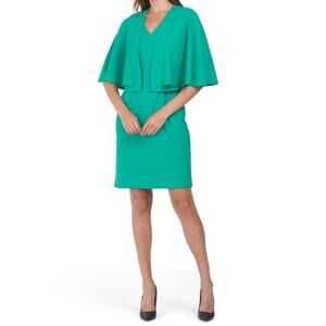NWT London Times Womens V Neck Sleeveless Dress w Matching Capelet Mini Dress